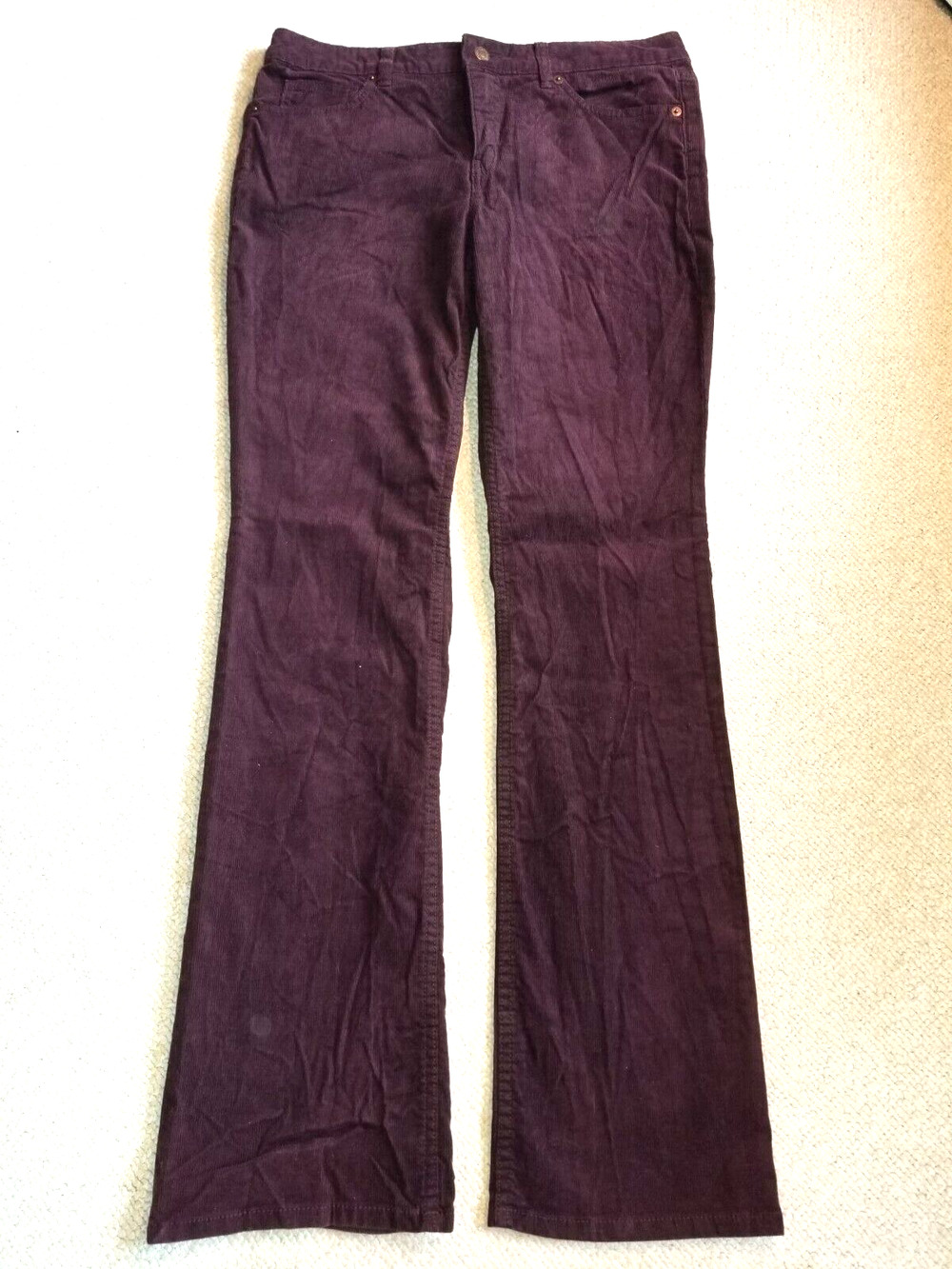 Womens Pants-LANDS' END-CANVAS-maroon corduroy stretch jean-style bootcut-30